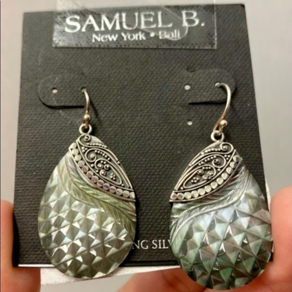 SAMUEL B. Silver Abalone 💧 Shaped Dangle Earrings